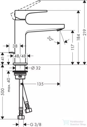 Hansgrohe METROPOL egykaros mosdó csaptelep normál fogantyú 110, automata leeresztővel, króm 32506000