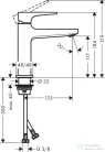 Hansgrohe METROPOL egykaros mosdó csaptelep normál fogantyú 110, klik-klak leeresztővel, króm  32507000