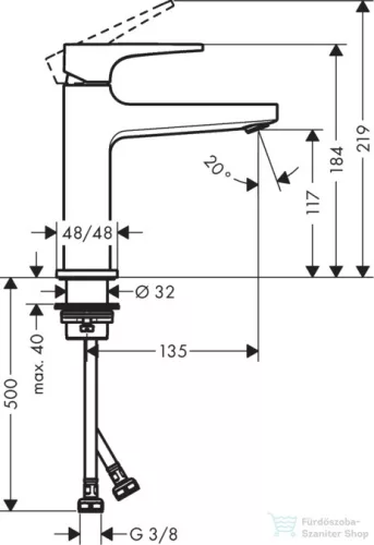 Hansgrohe METROPOL egykaros mosdó csaptelep normál fogantyú 110, klik-klak leeresztővel, króm  32507000