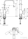 Hansgrohe METROPOL egykaros mosdócsaptelep, hosszított kifolyóval, normál fogantyú Push-Open lefolyóval króm 32511000