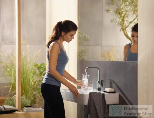 Hansgrohe METROPOL egykaros mosdócsaptelep, hosszított kifolyóval, normál fogantyú Push-Open lefolyóval króm 32511000