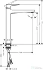 Hansgrohe METROPOL egykaros mosdócsaptelep, 260 Push-Open lefolyóval króm 32512000