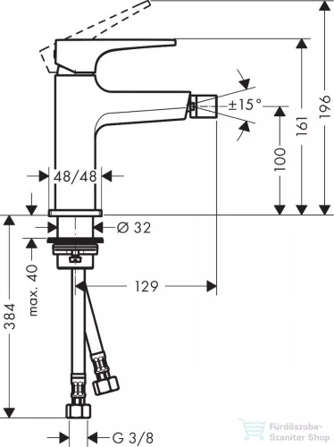 Hansgrohe METROPOL bidé csaptelep, klik-klak leeresztővel, polírozott arany hatású 32520990