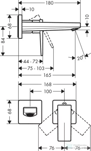 Hansgrohe METROPOL 2-lyukú egykaros mosdócsaptelep kád 165 normál fogantyú 32525000