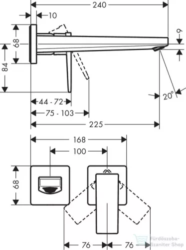 Hansgrohe METROPOL 2-lyukú egykaros mosdócsaptelep kád 225 normál fogantyú 32526000