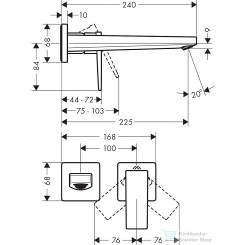 Hansgrohe Metropol Egykaros mosdócsaptelep falsík alatti szereléshez, 22,5 cm-es kifolyóval, loop fogantyúval, fali szereléshez, matt fekete,  32526670