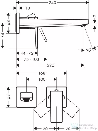 Hansgrohe Metropol Egykaros mosdócsaptelep falsík alatti szereléshez, 22,5 cm-es kifolyóval, loop fogantyúval, fali szereléshez, matt fekete,  32526670