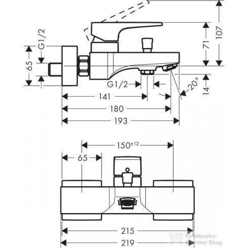 Hansgrohe METROPOL kádtöltő csaptelep zuhanyszett nélkül, polírozott arany hatású 32540990