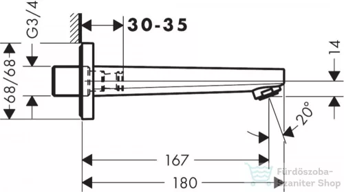 Hansgrohe METROPOL 167 mm-es kádkifolyó, króm 32542000