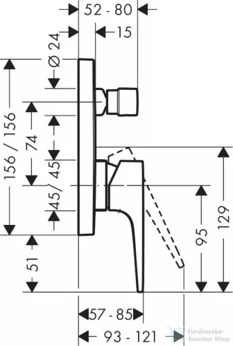 Hansgrohe Metropol Egykaros kádcsaptelep falsík alatti szereléshez, karos fogantyúval, polírozott arany hatású, 32545990
