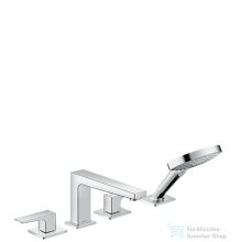   Hansgrohe METROPOL 4-lyukú, egykaros kádcsaptelep, peremre építhető, Secuflex-vel normál fogantyú, króm 32552000