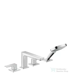   Hansgrohe METROPOL 4-lyukú, egykaros kádcsaptelep, peremre építhető, Secuflex-vel normál fogantyú, króm 32552000