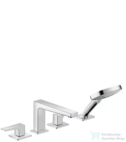 Hansgrohe METROPOL 4-lyukú, egykaros kádcsaptelep, peremre építhető, króm 32553000