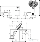 Hansgrohe METROPOL 4-lyukú, egykaros kádcsaptelep, peremre építhető, króm 32553000