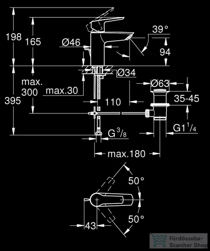 Grohe QuickFix START egykaros mosdócsaptelep 1/2″ S-es méret 32559002