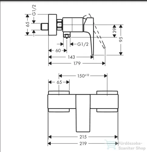 Hansgrohe METROPOL egykaros zuhanycsaptelep, króm 32560