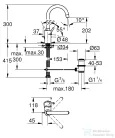 Grohe CONCETTO L magasított mosdó csaptelep automata leeresztővel,Króm 32629002