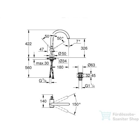 Grohe ATRIO egykaros mosdócsaptelep 1/2 XL-es méret, króm 32647003
