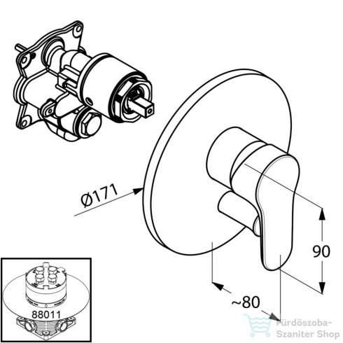 Kludi Objekta falsík alatti egykaros kád/zuhanycsap 326500575