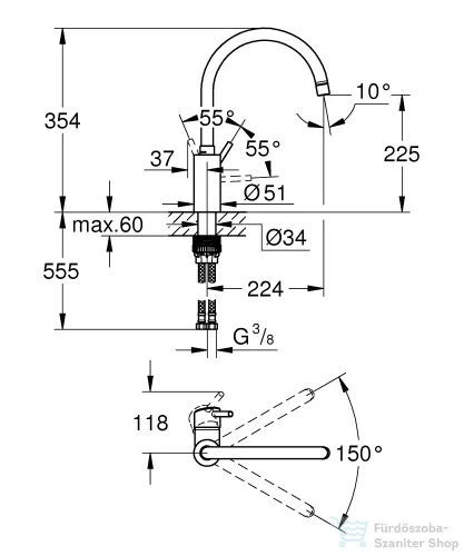 Grohe CONCETTO EGYKAROS MOSOGATÓCSAP 1/2? matt szuperacél 32661DC3