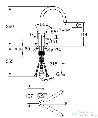Grohe CONCETTO EGYKAROS MOSOGATÓCSAP 1/2? matt szuperacél 32663DC3