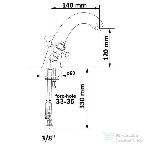Sapho ANTEA mosdó csaptelep automata leeresztővel, króm 3271