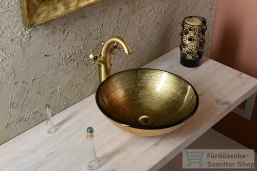 Sapho REITANO ANTEA magasított mosdócsaptelep, automata leeresztővel bronz 3276L