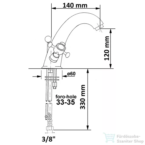 Sapho ANTEA mosdó csaptelep automata leeresztővel, bronz 3276