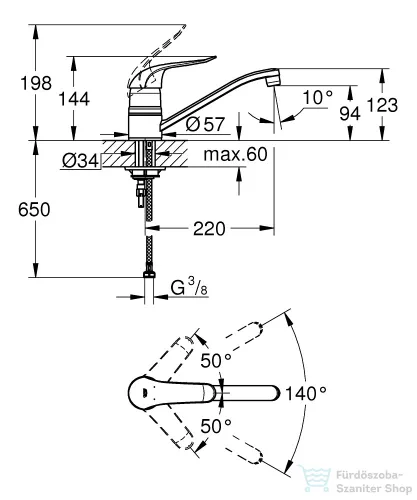 Grohe EUROECO SPECIAL mosogató csaptelep,króm 32787000