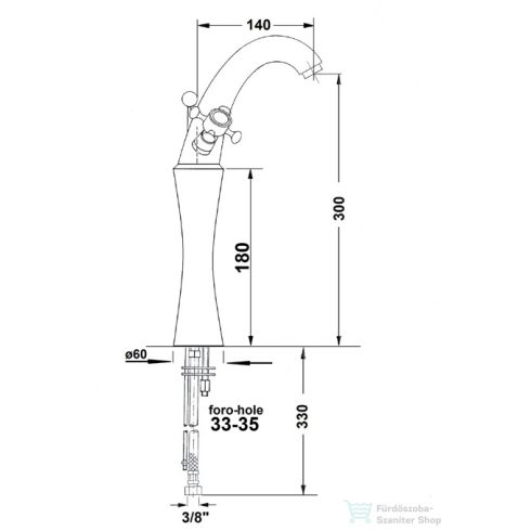 Sapho REITANO ANTEA magasított mosdócsaptelep, automata leeresztővel nikkel 3278L