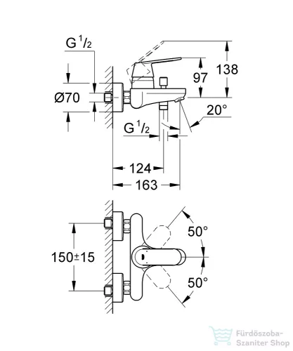 Grohe EUROSMART COSMOPOLITAN kádcsaptelep, króm 32831000