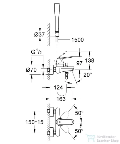 Grohe EUROSMART COSMOPOLITAN kádcsaptelep, króm 32832000