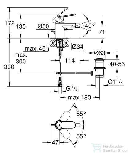 Grohe Eurosmart cosmopolitan bidécsaptelep 32839000