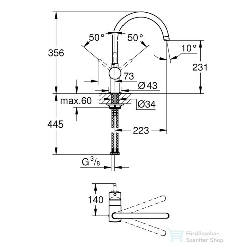 Grohe MINTA EGYKAROS MOSOGATÓCSAP 1/2? bársony fekete 32917KS0