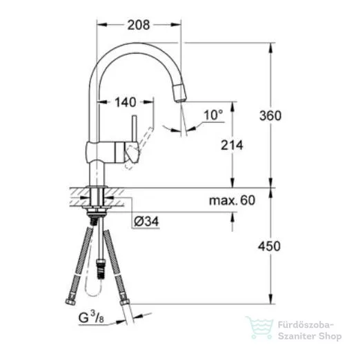 Grohe Minta egykaros mosogató csaptelep kihúzható gyöngyöztetővel 32918000