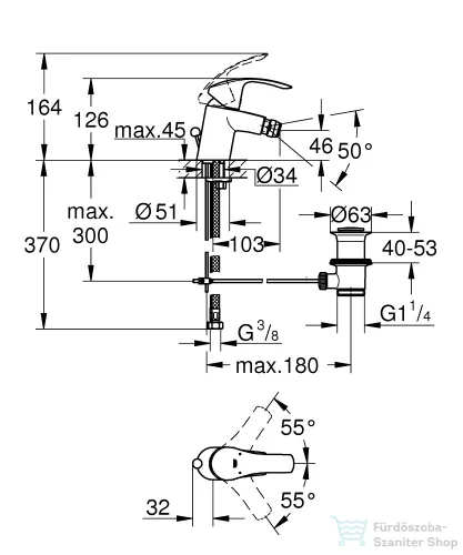 Grohe Eurosmart S bidé csaptelep automata leeresztővel, króm 32929002