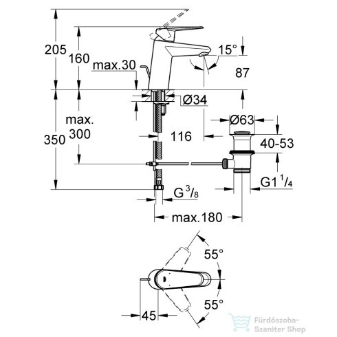 Grohe EURODISC COSMOPOLITAN M mosdó csaptelep automata leeresztővel,Króm 33183002