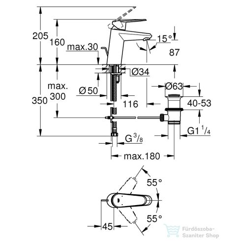 Grohe EURODISC Cosmopolitan mosdó csaptelep, automata leeresztővel, króm 33190002