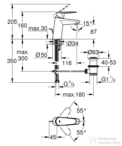 Grohe EURODISC Cosmopolitan mosdó csaptelep, automata leeresztővel, króm 33190002