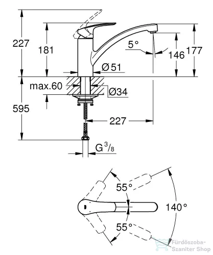 Grohe EUROSMART mosogató csaptelep,Króm 33281003