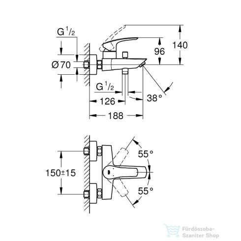 Grohe Eurosmart egykaros kádcsaptelep, króm 33300003
