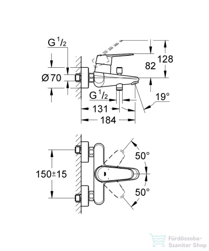 Grohe EURODISC COSMOPOLITAN kádcsaptelep, króm 33390002
