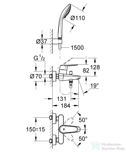 Grohe EURODISC COSMOPOLITAN kádcsaptelep, króm 33395002