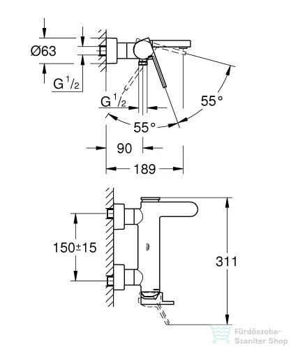Grohe PLUS egykaros kádcsaptelep, króm 33553003