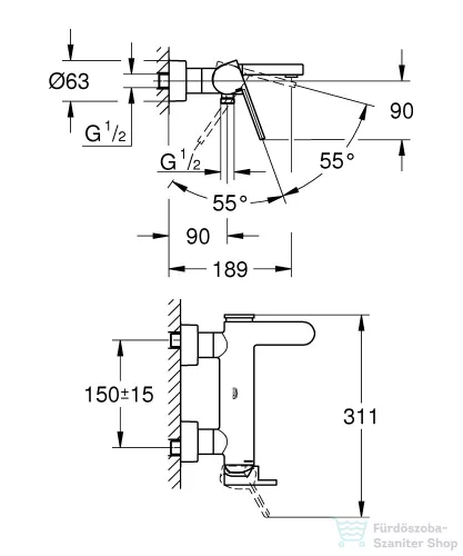 Grohe PLUS egykaros kádtöltő csaptelep,Supersteel 33553DC3