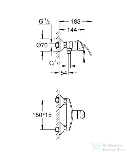 Grohe EUROSMART zuhany csaptelep,króm 33555002