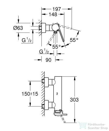 Grohe PLUS egykaros zuhanycsaptelep, króm 33577003