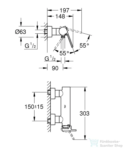 Grohe PLUS egykaros zuhany csaptelep,Supersteel 33577DC3
