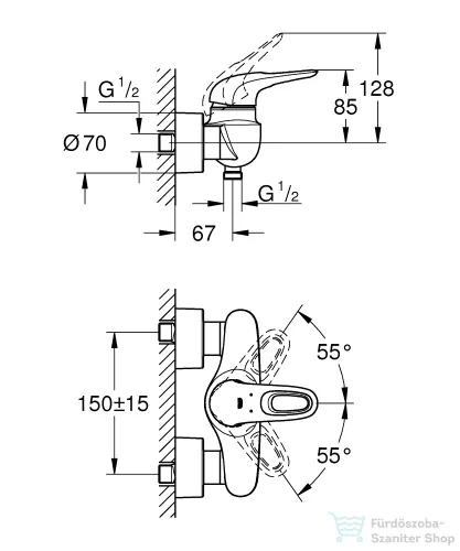 Grohe EUROSTYLE zuhany csaptelep,króm 33590003