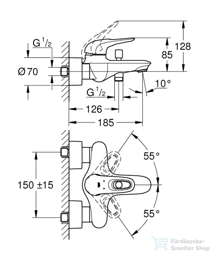 Grohe EUROSTYLE kádtöltő csaptelep,Hold fehér/króm 33591LS3